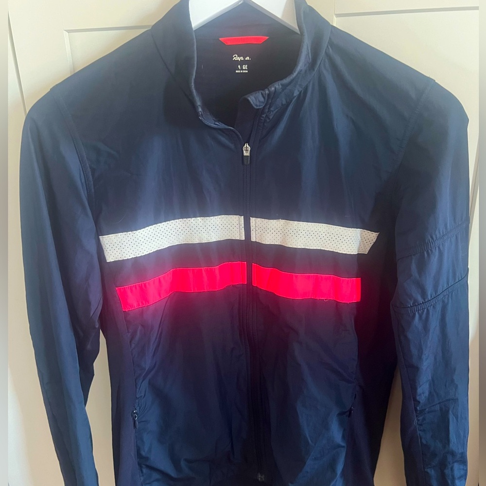 Rapha Brevet Women's Cycling Jacket in Navy, Pink, and White - Size Large